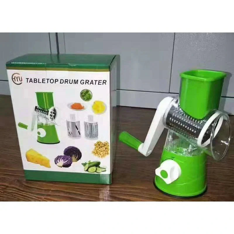 Manual Tabletop Drum Cheese Grater, 3 In 1  Rotary Shredder Slicer Grinder For Cucumber Nut Potato Carrot Cheese, Vegetable Salad Shooter