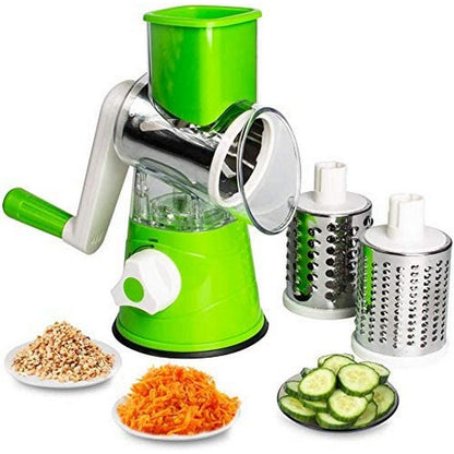 Manual Tabletop Drum Cheese Grater, 3 In 1  Rotary Shredder Slicer Grinder For Cucumber Nut Potato Carrot Cheese, Vegetable Salad Shooter